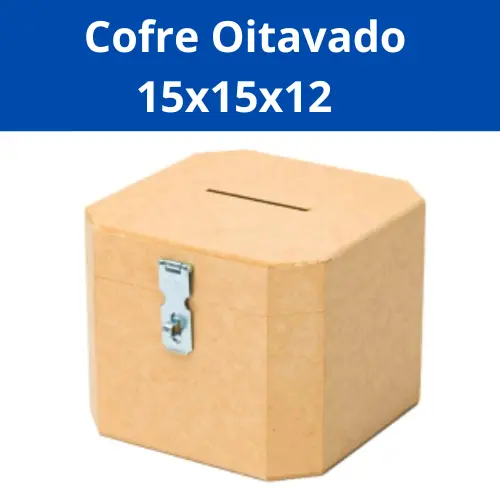 Cofre OITAVADO Em MDF cores cru Para Guardar Dinheiro Com o Melhor Preço Cofre com fecho  1 unidade