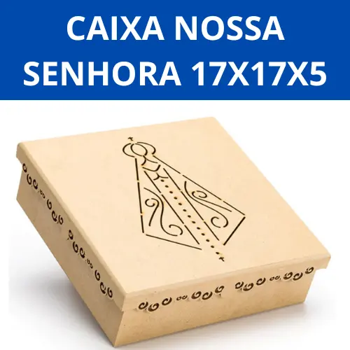 Caixa nossa senhora aparecida 17x17x5 Decorativa Religiosa Fé Divina Em Mdf Cru com 1 ,2 ,3 unidades