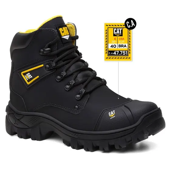 Bota Masculina Feminina Coturno Cat Em Couro Com C.A e Palmilha em Gel