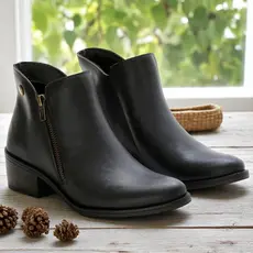 Bota Feminina Montaria Cano Curto Confortável Zíper E Metal
