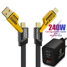 Cabo Carregamento Rápido Carregador 4 Em 1 USB Tipo C Para iP Trança de Nylon 1,0 Metros Cabo Adaptador GaN