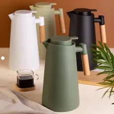 Garrafa Térmica 1L Café Chá Nórdica Gourmet Com Cabo De Madeira Mimo Style
