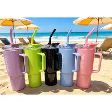 Garrafa de água 1200ml e KIT2(800mle300ml) com canudo Várias cores plástico  (Adesivo grátis )