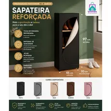 Sapateira Organizadora Corino Reforçada 4 Prateleiras Forradas Zíper Armário Vertical Diversas Cores