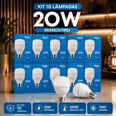 Kit com 10 Lâmpadas Super Led – 20W / 15W / 12W / 9W (Escolha a Potência)