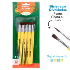 Kit Pincel Escolar Para Pintura Guache E Artesanato Leo&Leo 12 ou 24 Unidades Atacado Atividades