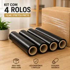 Bobinas Filme Stretch Preto 500x25 1kg Alta resistência e aderência