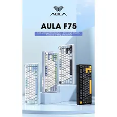 Teclado Gamer Aula F75 Bluetooth 2.4g Sem Fio Com Fio Modo Três Mecânico Para Pc ANSI E ABNT2