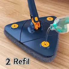 Esfregão Triangular Mop 2 Refis 130 comprimento Rodo Limpador Giratório Mop 360°