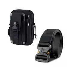 Kit de Pochete Tático Militares e Cinto Largo Engate Rápido Antialérgico Multiuso Masculino Feminino