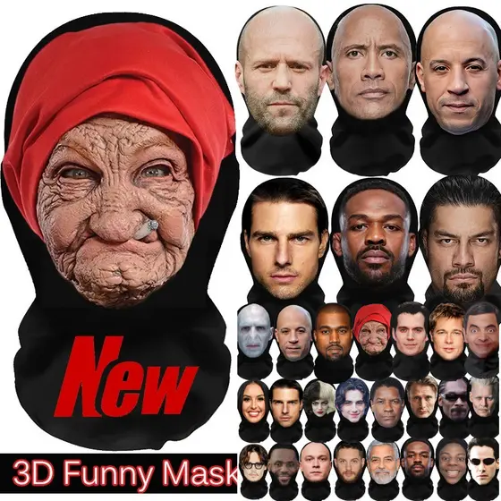2026 Nova Máscara De Halloween Para Cosplay Role Play Trajes De Máscaras Vestir-Se Celebridade Faciais Realistas Balacla