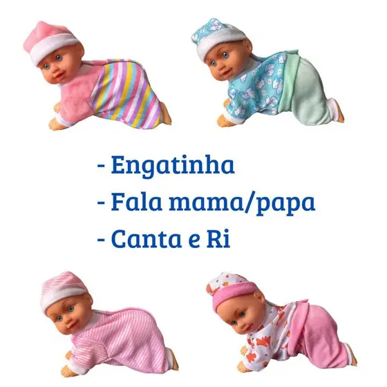 Boneca Bebê Engatinha Fala Canta e Ri Baby Bonequinha Brinquedo presente promocao