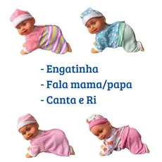Boneca Bebê Engatinha Fala Canta e Ri Baby Bonequinha Brinquedo presente promocao