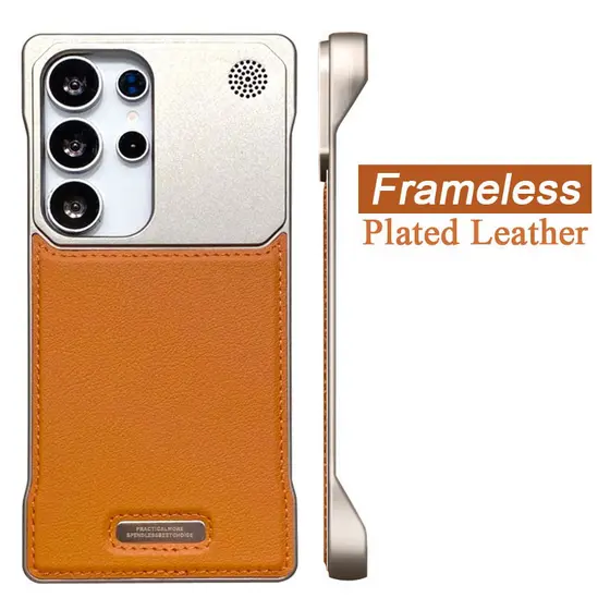 Capa De Couro Magnético Sem Moldura Para Samsung S25 Ultra S24 Plus S23 S22 Carregamento Fio Chapeamento De Calor