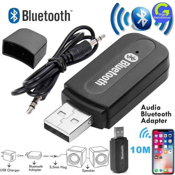 de Adaptador Receptor Bluetooth Usb Musica P2 Chamada Som Carro