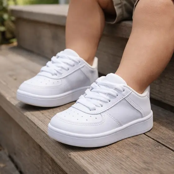 Tênis Branco Infantil Baby Confortável e Prático Ideal para o Dia a Dia Macio e Seguro Do 18-33