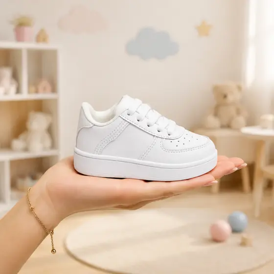 Tênis Branco Baby Feminino Infantil Menina Ideal para Correr e Brincar Sola Antiderrapante 18 Ao 33
