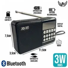 Rádio Portátil FM Leitor de Cartão PenDrive COM BLUETOOTH