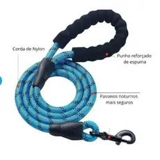Guia corda para cães Coleira de nylon com faixas reflexivas, coleira ajustável 2 em 1 para animais de estimação