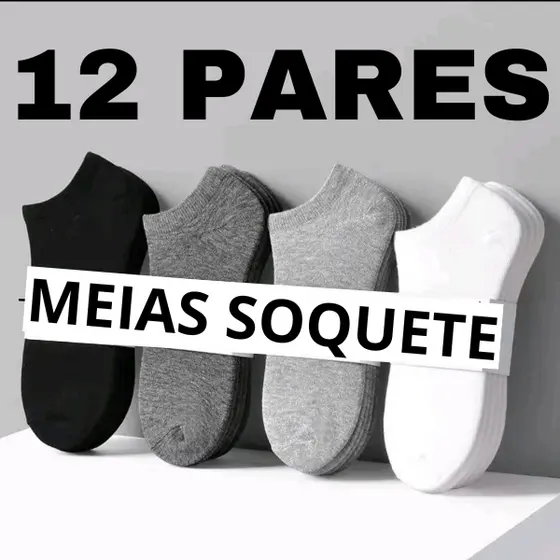 Kit 12 ou 6 Pares Meias Soquete curta Algodão