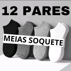Kit 12 ou 6 Pares Meias Soquete curta Algodão