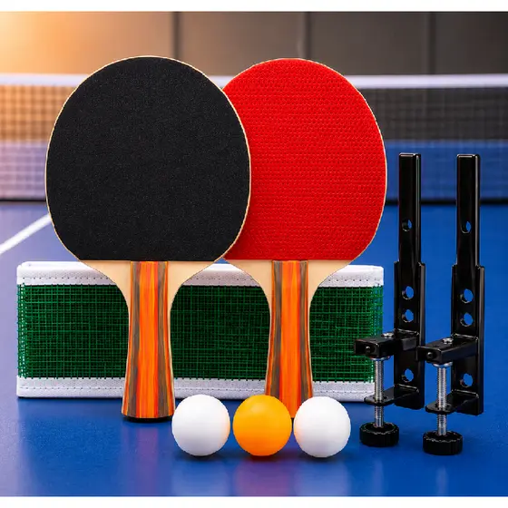 Kit Tênis de Mesa Ping Pong Completo Portátil 2 Raquetes 3 Bolinhas Rede com Suporte