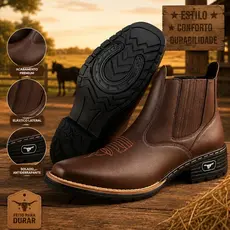 Botina Masculina Texana Botina Chelsea Country Confortável Em Couro Eco