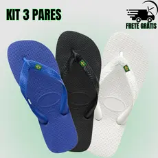 Tres Pares de Chinelo Brǟsil Da Bǟndeirinha Masculino e Feminino Sandalia Dedo Confortavel Envio Imediato