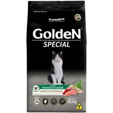 Ração Golden Special Gatos Castrados Frango e Carne 10.1Kg