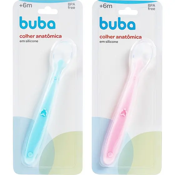 Colher de Silicone Anatômica Introdução Alimentar Infantil Buba + Mimo da Loja