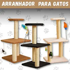 Arranhador com 3 Bases Pet para Gatos com Brinquedo Interativo