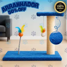 Arranhador Para Gatos com Poste, Bolinha, Pena e Base Estável - Mola