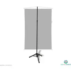 Tripé Porta Banners PRETO Fosco, Base Articulada, Haste Reguladora de Altura com Estágio, Ponteira Chanfrada