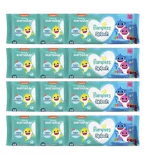 Lenço Umedecido Pampers Splashers Baby Shark 576 Unidades Kit 12x48