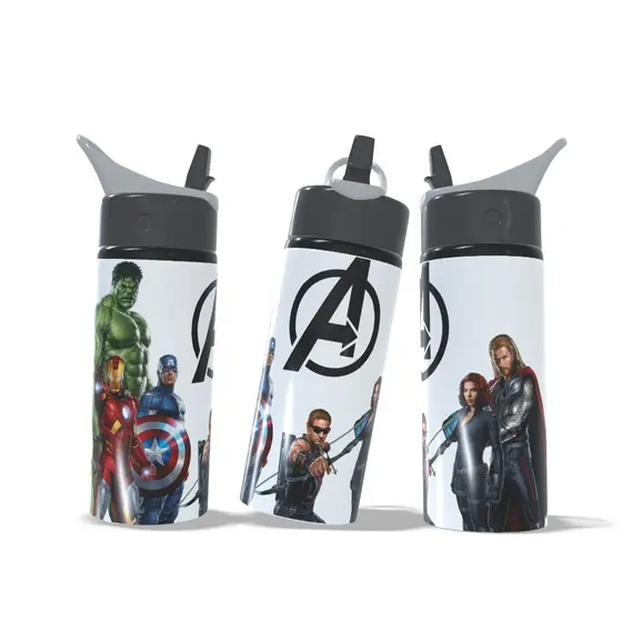 Garrafa Squeeze Vingadores Anime Personalizada Infantil Escolar