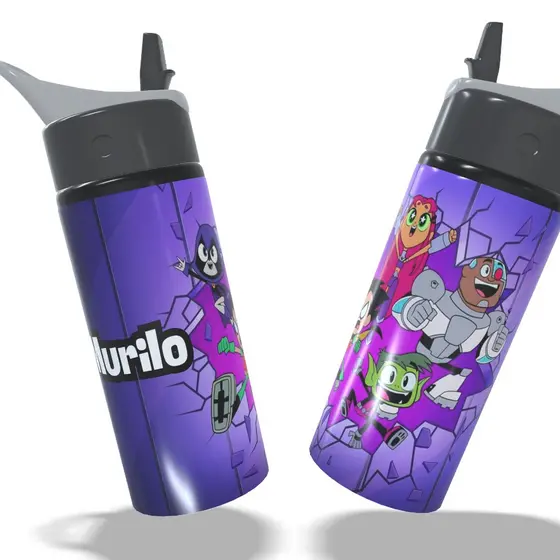 Garrafa Squeeze Jovens Titãs Teen Titans Personalizada Game Alumínio Infantil Escolar