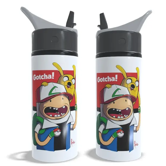 Garrafa Squeeze Hora da Aventura Personalizada Alumínio Garrafinha Infantil Escolar