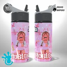 Garrafa Squeeze Roblox Menina Gamer Alumínio Infantil Escolar com Nome