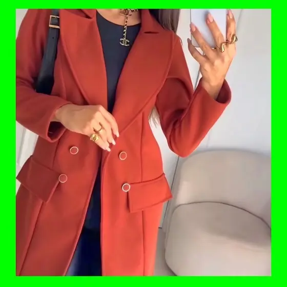Casaco Blazer Feminino em Tecido lã batida Com botões Sobretudo Moda de Inverno.               A04