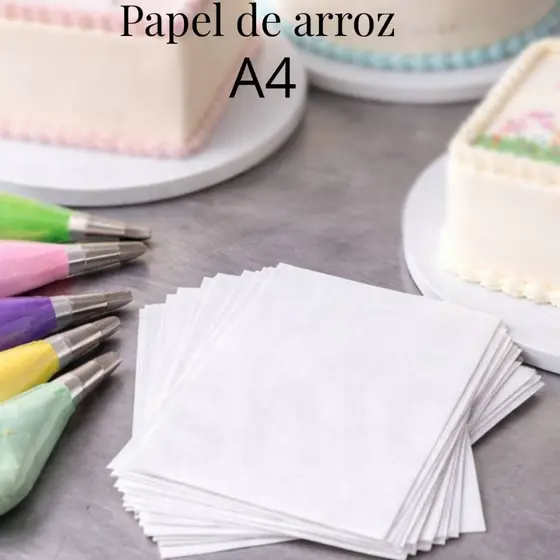 Papel de Arroz Comestivel para Bolo A4 Branco 10 Unidades Confeitaria Cupcake Decoraçao Artimagem