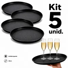 Bandejas Garçom Antiderrapante 40cm Bar Restaurante Buffet Resistente Borracha Antiaderente
