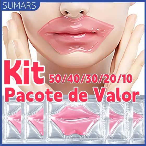 Kit 50/40/30/20/10 Máscara Labial Pink Cristal Hidratante para Lábios | Cuidados Labiais