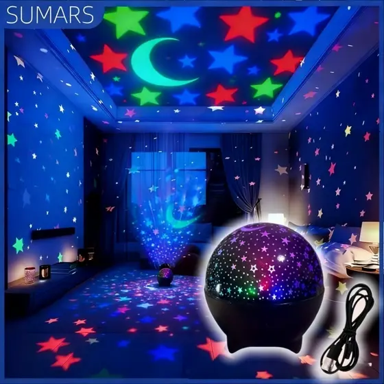 Luminária Projetor de Estrelas Galaxy USB Portátil Abajur Quarto Infantil Star Master