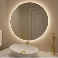 Espelho de vidro Redondo de Led Decorativo Tendencia Moda Banheiro quarto sala salão de Beleza