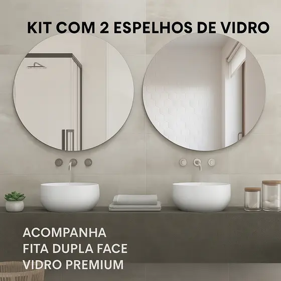 Kit 2 Espelhos  de vidro lapidados 60x60 cm Decoração Moderna