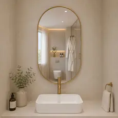 Espelho de Parede Oval Grande Com Moldura Flexivel Sala Banheiro Hall Escritorio