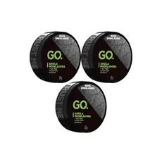 Kit 3 Pomadas de Argila Modeladoras Go Man fixação forte efeito matte todos os tipos de cabelo