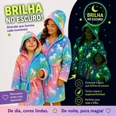Kit Roupão tal mãe e tal filha de microfibra que brilha no escuro