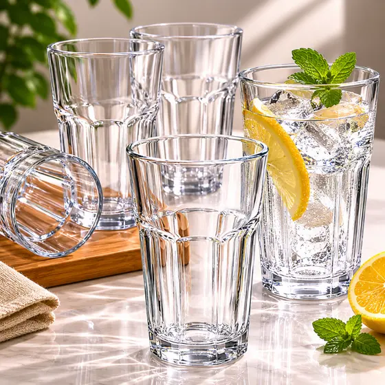 Kit 12 Copos De Vidro 350ml Resistente Premium Água Suco Jogo De Copos