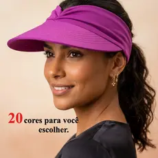 Viseira Feminina Chapéu de Praia Dupla Face Uv50+ Turbante Esporte Verão Corrida Com Proteção Solar